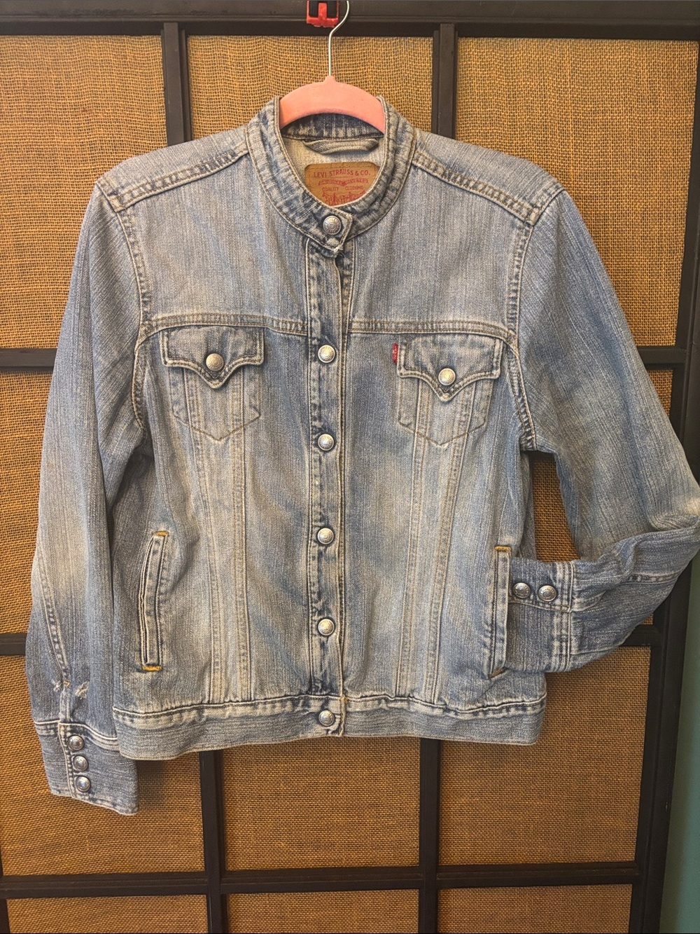 Womens Vintage LEVI STRAUSS LEVI'S Light Blue Org. Trucker Jean Jacket Size LG